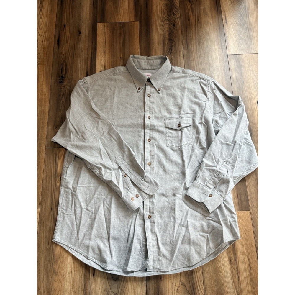 Brooks Brothers 346 The Original Polo Shirt Light‎ Gray Men's XL Button Up